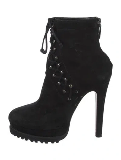 Pre-owned Alaïa Suede Lace-up Boots In Black