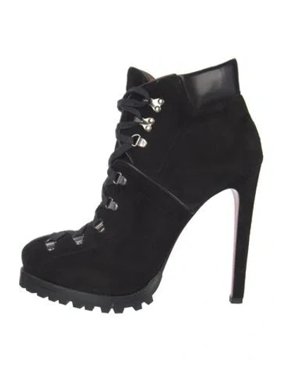 Pre-owned Alaïa Suede Lace-up Boots In Black