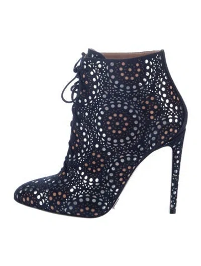 Pre-owned Alaïa Suede Lace-up Boots In Blue