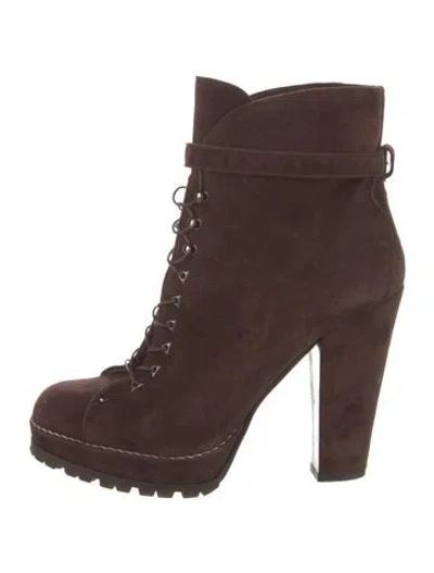 Pre-owned Alaïa Suede Lace-up Boots In Brown