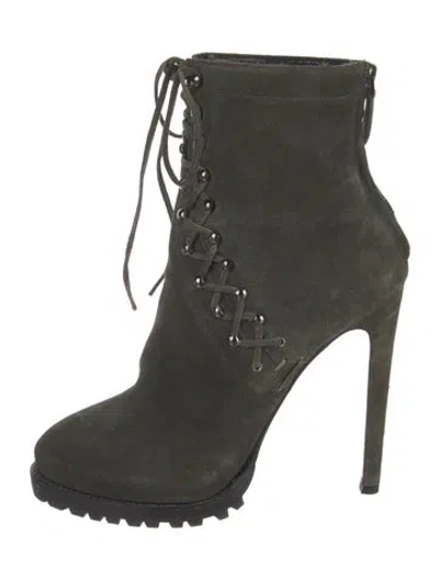 Pre-owned Alaïa Suede Lace-up Boots In Green