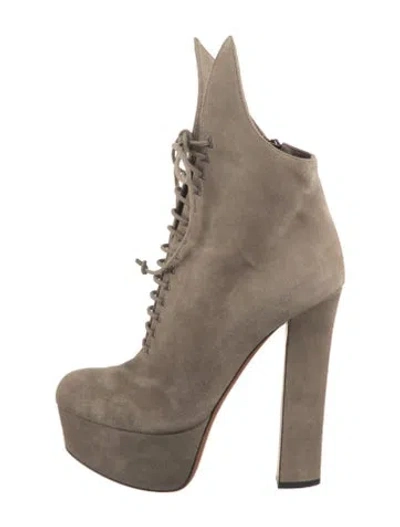 Pre-owned Alaïa Suede Lace-up Boots In Grey