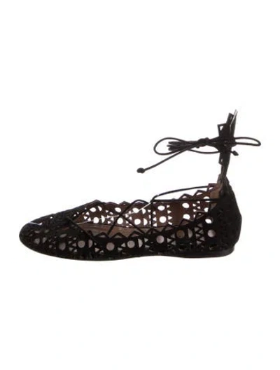 Pre-owned Alaïa Suede Lasercut Accents Ballet Flats In Black