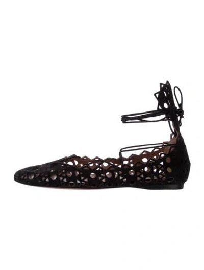 Pre-owned Alaïa Suede Lasercut Accents Ballet Flats In Multi