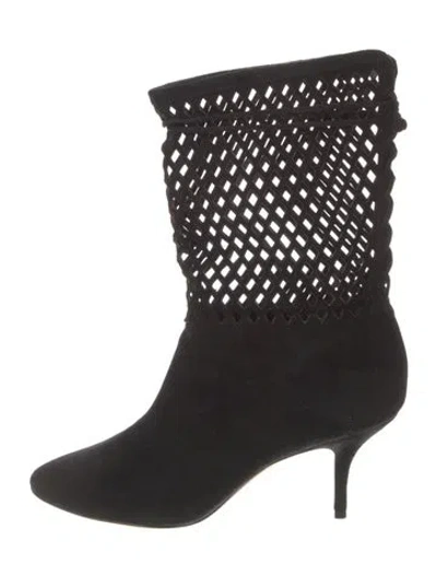 Pre-owned Alaïa Suede Lasercut Accents Boots In Black