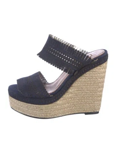 Pre-owned Alaïa Suede Lasercut Accents Espadrilles In Blue