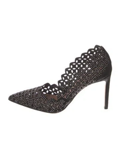 Pre-owned Alaïa Suede Lasercut Accents Pumps In Black