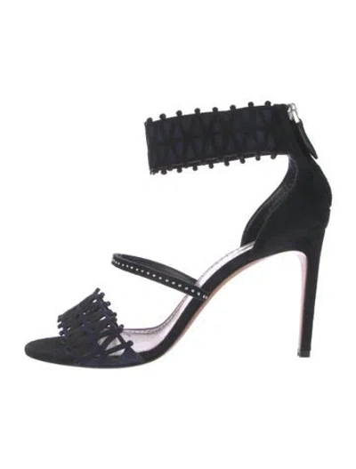 Pre-owned Alaïa Suede Lasercut Accents Sandals In Black