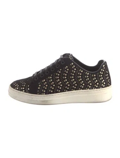 Pre-owned Alaïa Suede Lasercut Accents Sneakers In Black