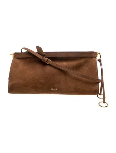 Pre-owned Alaïa Suede Le Click East West Bag In Brown