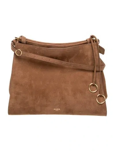 Pre-owned Alaïa Suede Le Click Medium In Brown
