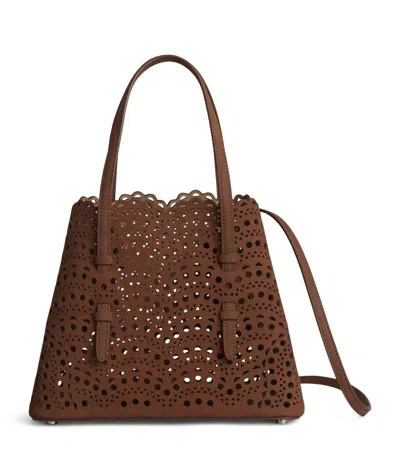 Alaïa Suede Le Mina Tote Bag In Brown