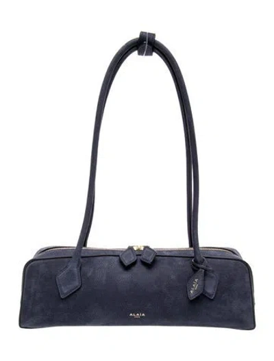Pre-owned Alaïa Suede Le Teckel Shoulder Bag In Blue