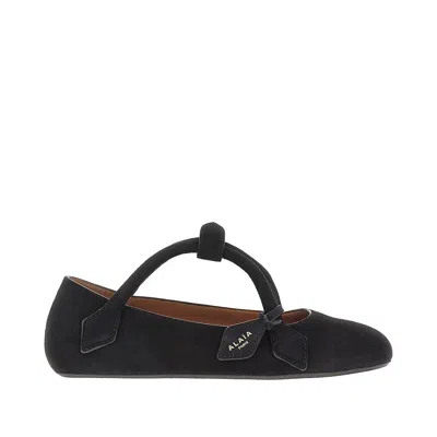 Alaïa Suede Leather 'le Teckel' Ballerina Flats In Black