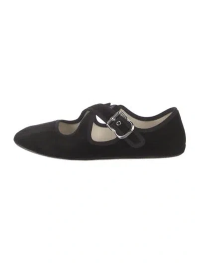 Pre-owned Alaïa Suede Mary Jane Flats In Black