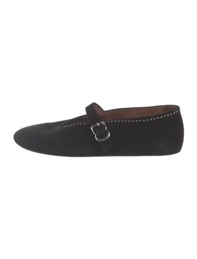 Pre-owned Alaïa Suede Mary Jane Flats In Black