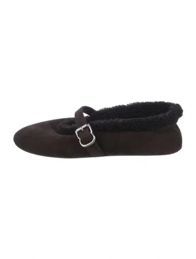 Pre-owned Alaïa Suede Mary Jane Flats In Brown