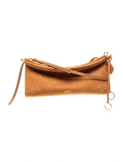 Pre-owned Alaïa Suede Medium E/w Le Click Medium In Brown