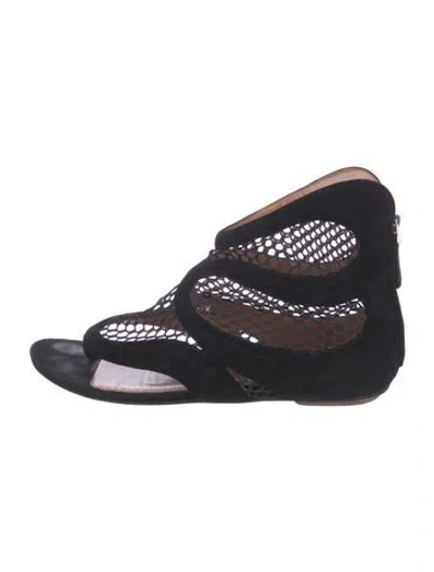 Pre-owned Alaïa Suede Mesh Accents Gladiator Sandals In Black