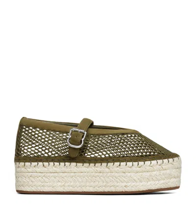 Alaïa Suede Mesh Espadrilles In Green