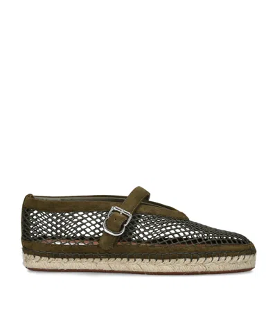 Alaïa Suede Mesh Espadrilles In Green
