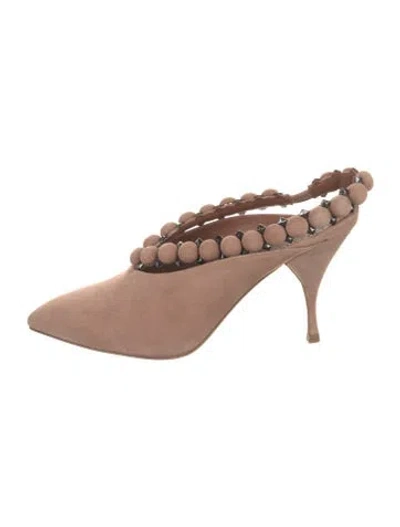 Pre-owned Alaïa Suede Mules In Neutral