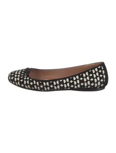 Pre-owned Alaïa Suede Patterned Ballet Flats In Black