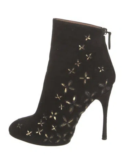 Pre-owned Alaïa Suede Patterned Boots In Black
