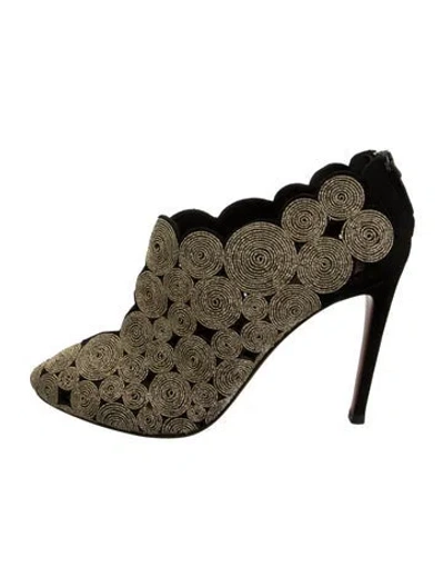 Pre-owned Alaïa Suede Patterned Boots In Black/gold