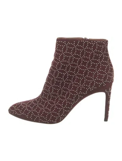 Pre-owned Alaïa Suede Patterned Boots In Burgundy