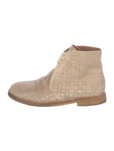Pre-owned Alaïa Suede Patterned Boots In Neutrals