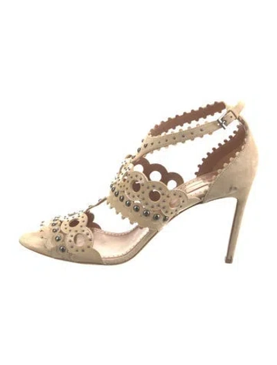 Pre-owned Alaïa Suede Patterned Gladiator Sandals In Neutral