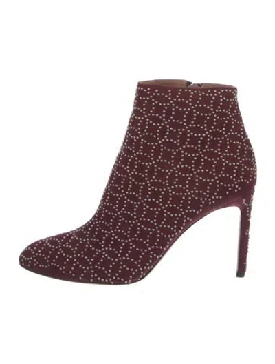 Pre-owned Alaïa Suede Patterned Sock Boots In Red