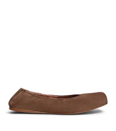 Alaïa Suede Pointe Ballet Pumps In Brown