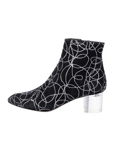 Pre-owned Alaïa Suede Printed Sock Boots In Black