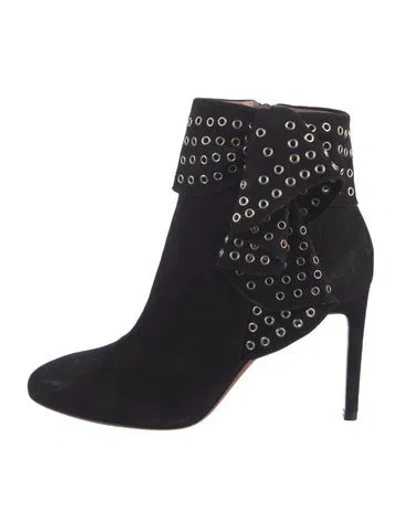 Pre-owned Alaïa Suede Ruffle Embellishment Boots In Black