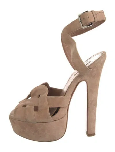 Pre-owned Alaïa Suede Sandals In Neutrals