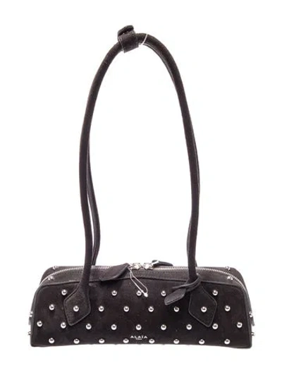 Pre-owned Alaïa Suede Shoulder Bag In Black