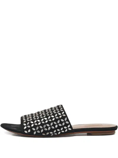 Pre-owned Alaïa Suede Slides In Black