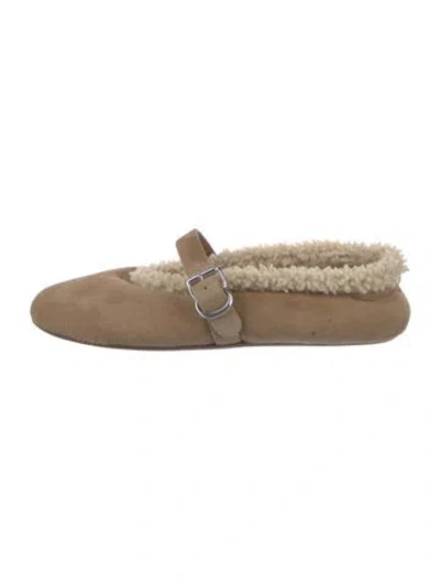 Pre-owned Alaïa Suede Slingback Flats In Neutral
