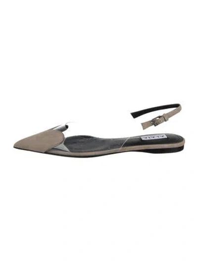 Pre-owned Alaïa Suede Slingback Flats W/ Tags In Silver