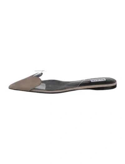 Pre-owned Alaïa Suede Slingback Flats W/ Tags In Silver