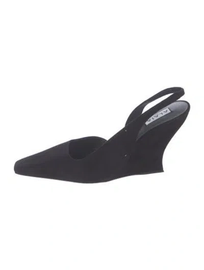 Pre-owned Alaïa Suede Slingback Pumps In Black/blue