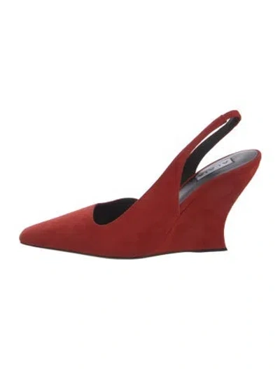 Pre-owned Alaïa Suede Slingback Pumps In Red
