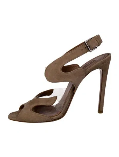 Pre-owned Alaïa Suede Slingback Sandals In Neutral