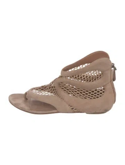 Pre-owned Alaïa Suede Slingback Sandals In Neutral