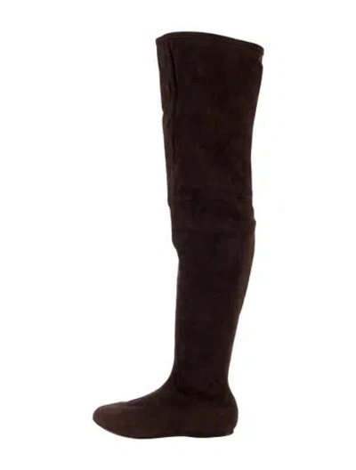 Pre-owned Alaïa Suede Slouch Boots In Brown