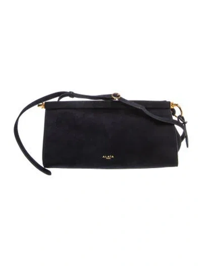 Pre-owned Alaïa Suede Small Le Click East West Bag In Blue