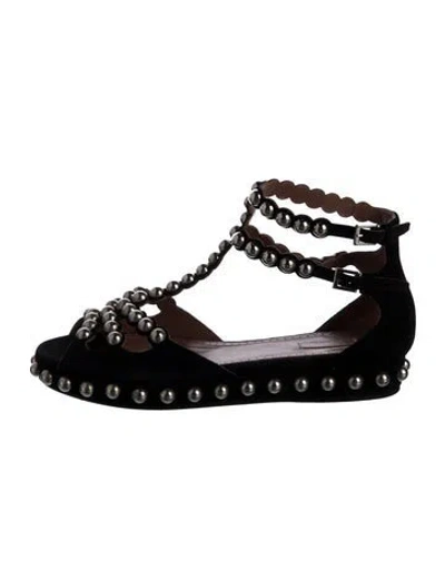 Pre-owned Alaïa Suede Studded Accents Ballet Flats In Black