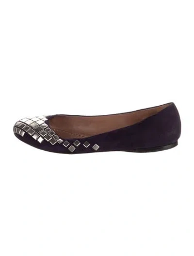 Pre-owned Alaïa Suede Studded Accents Ballet Flats In Purple
